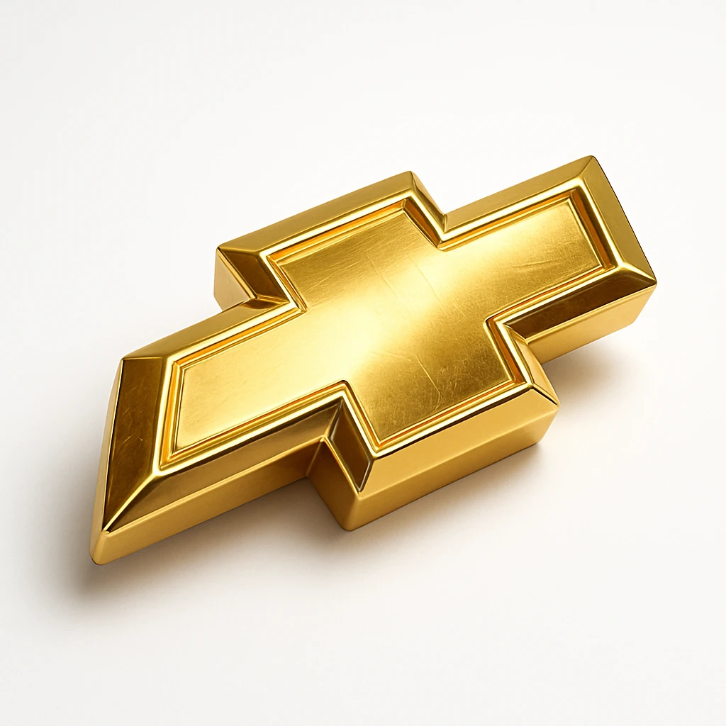 Chevrolet emblem, metallic gold and silver, 3D style, realistic lighting, no text emoji