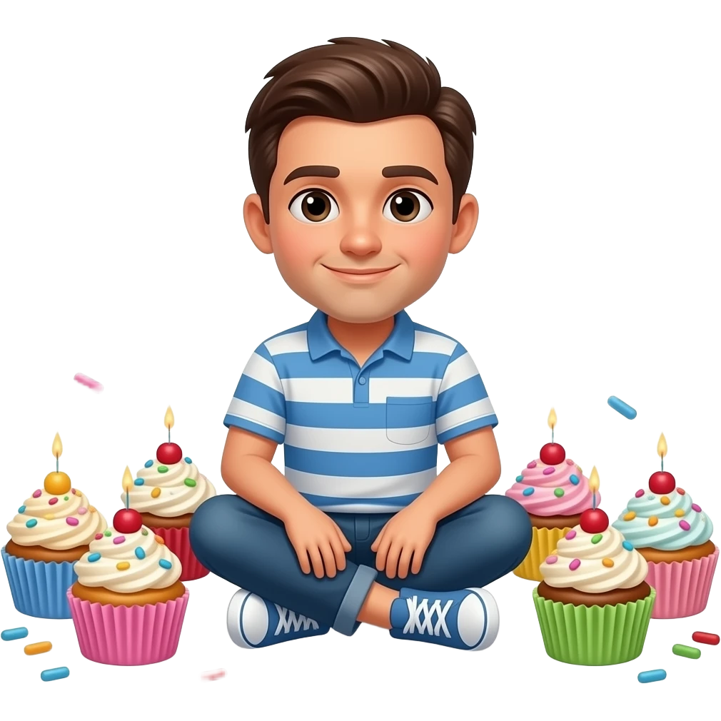 Make him sit in sprinkles While cupcake emoji