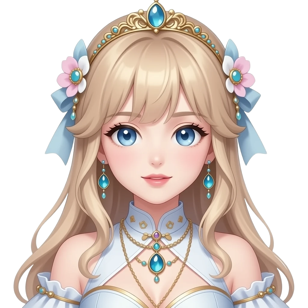 Pretty beautiful animesque style anime gorgeous aesthetic lady with many details and accessories emoji