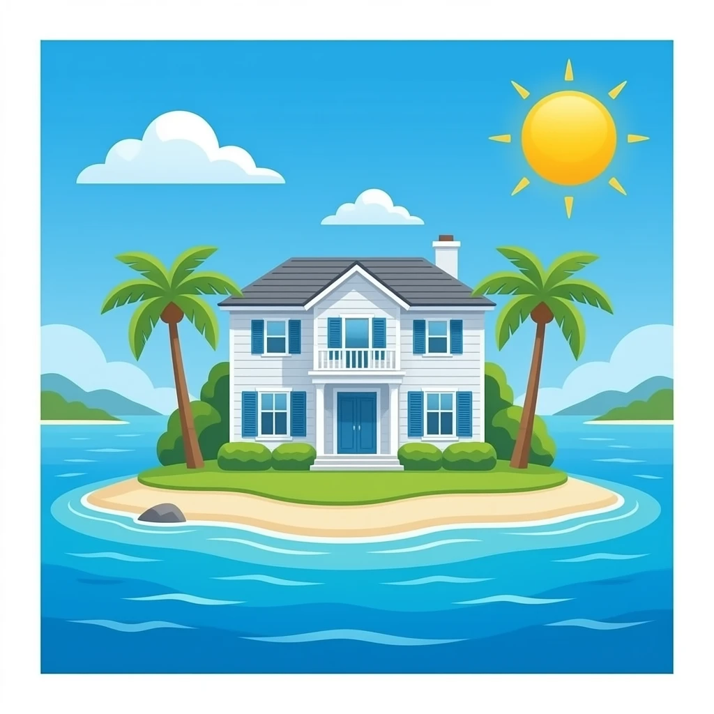 Jeffrey Esptein Island House blue and white emoji