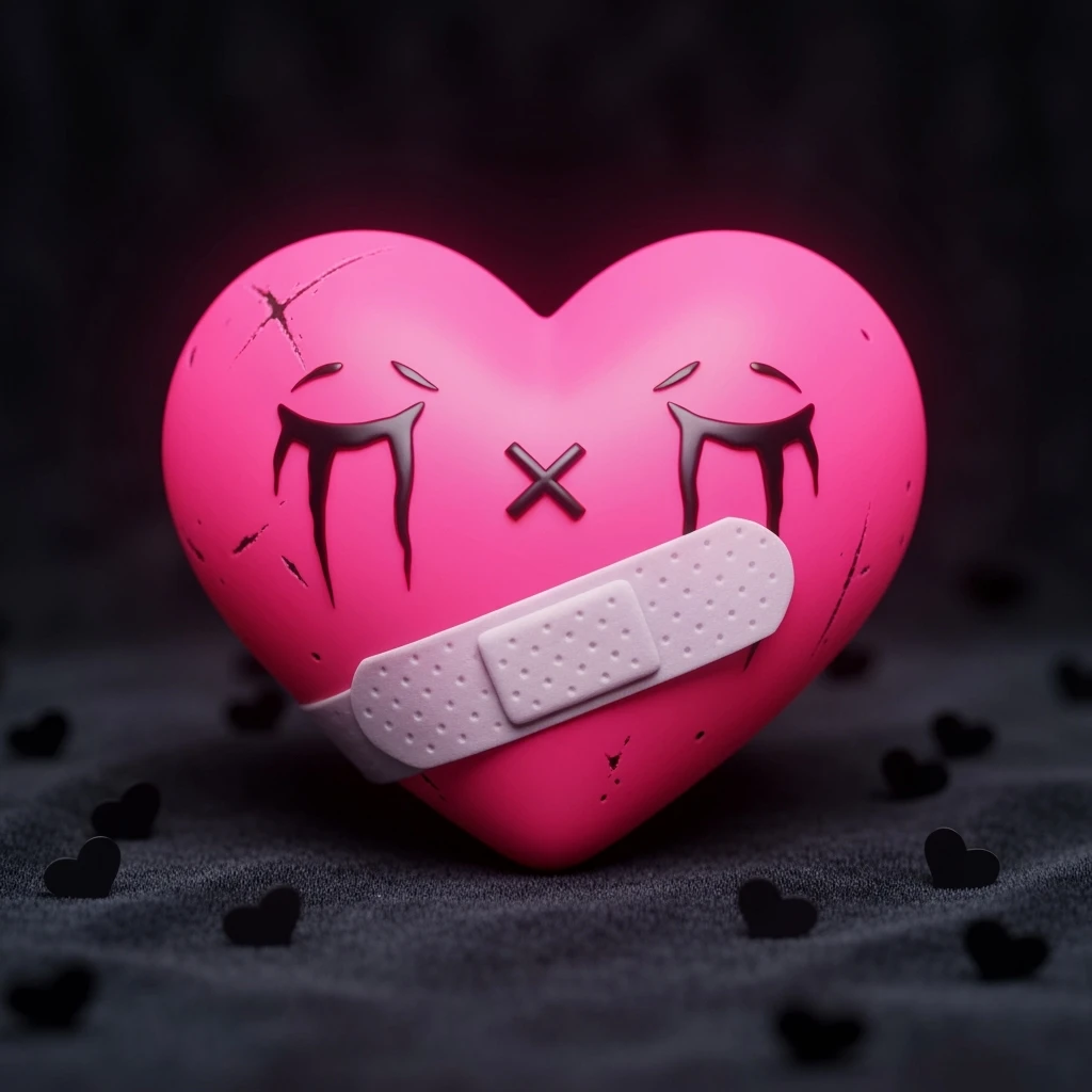 cute emo heart with a bandage emoji