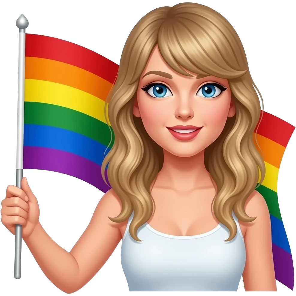 taylor swift holding sunset lesbian pride flag emoji