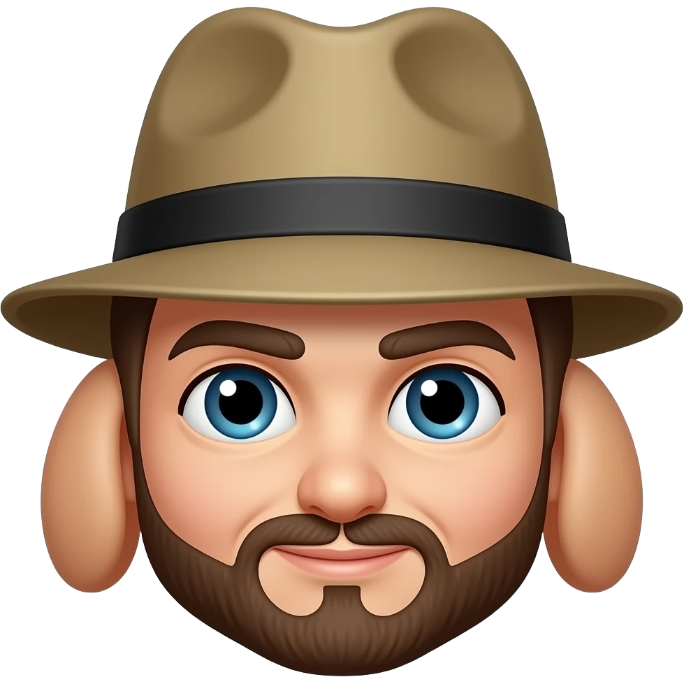 iOS style emoji of a head with a fedora and 4 ears emoji