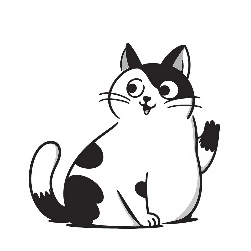 fluffy cat hand-drawn doodle style emoji