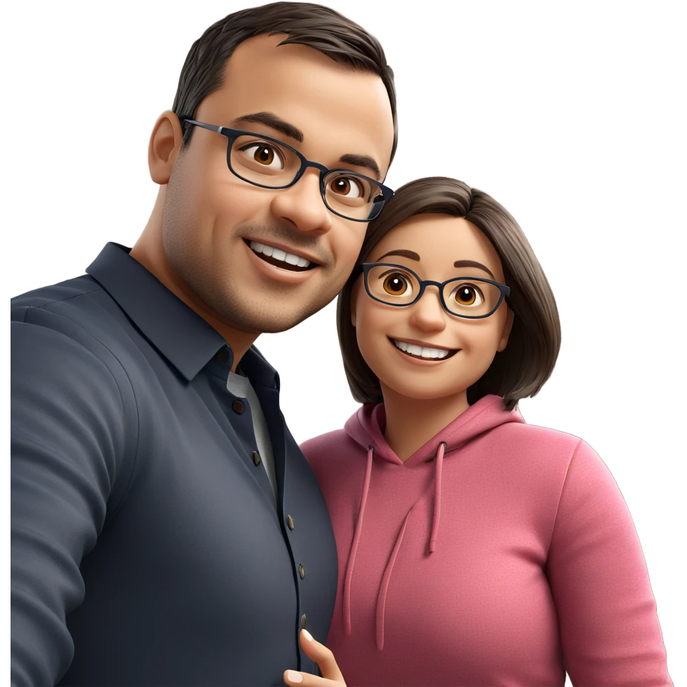happy couple with glasses emoji