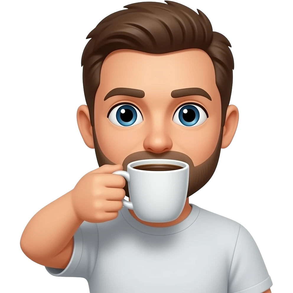 A human drinking coffee emoji