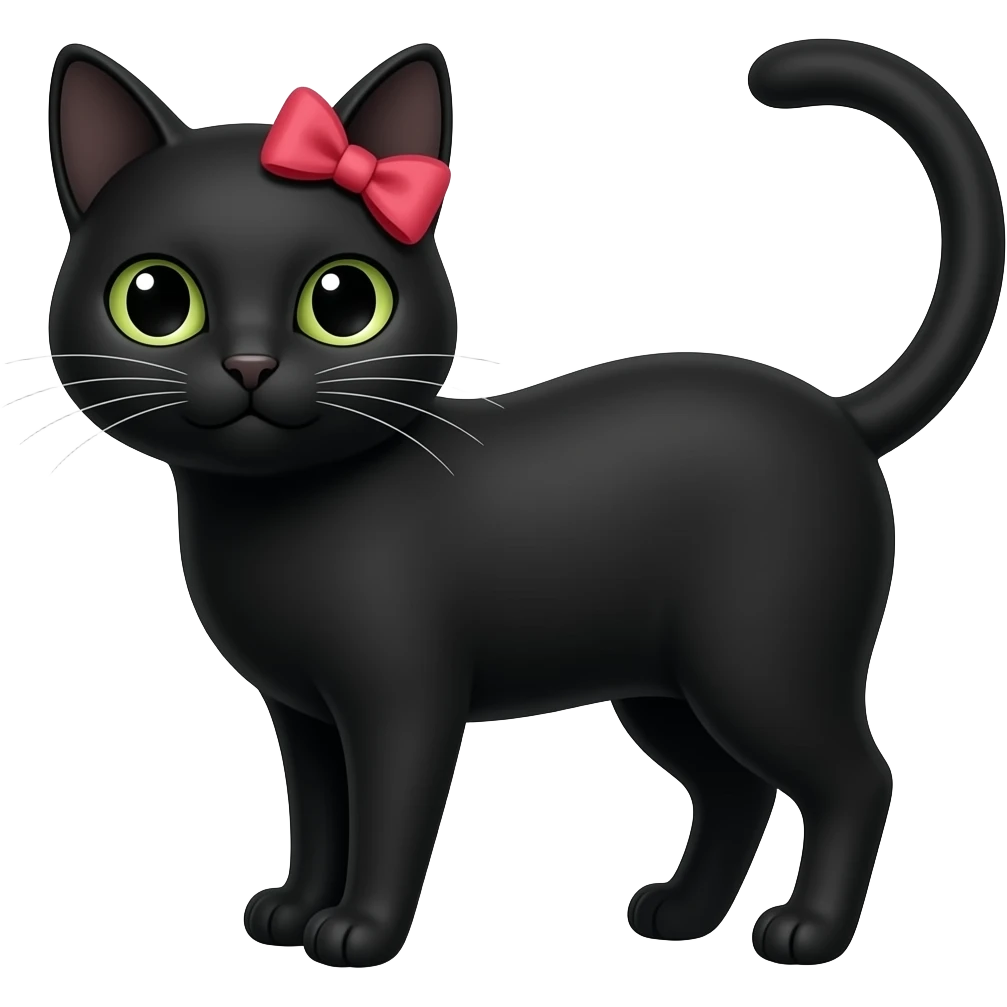 Schwarze Katze mit Schleife auf dem Kopf emoji