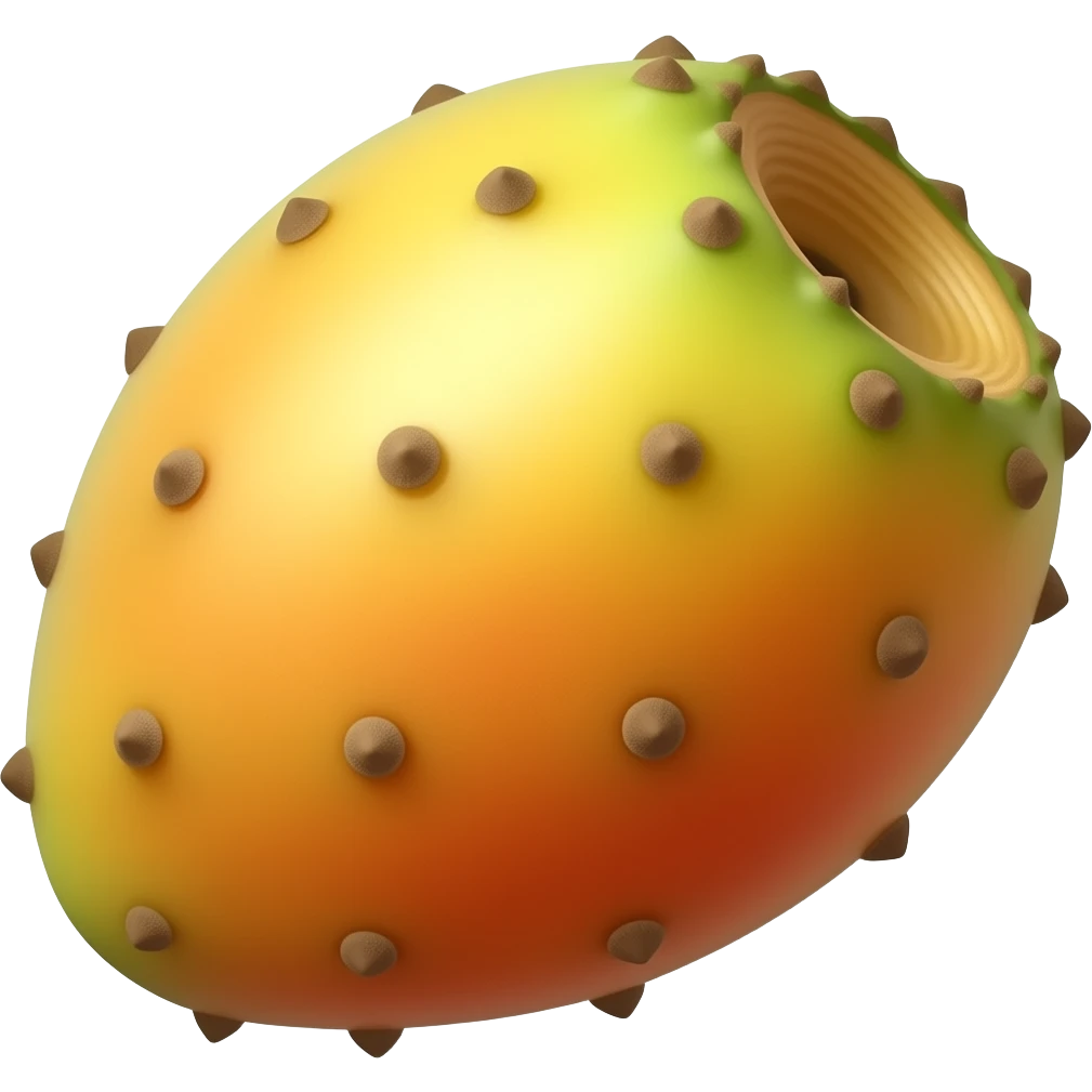 Make a stylistic vector yellow orange slightly oval prickly pear fruit smooth skin and tiny multithorns emoji