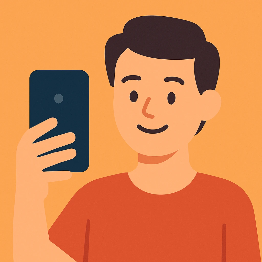 Flat design style selfie emoji