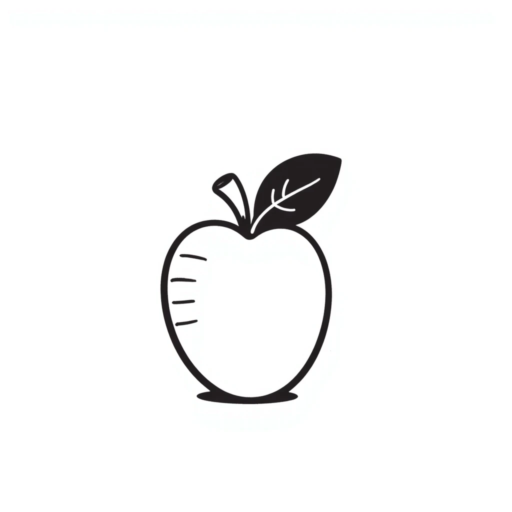 hand-drawn doodle of an apple with playful lines emoji