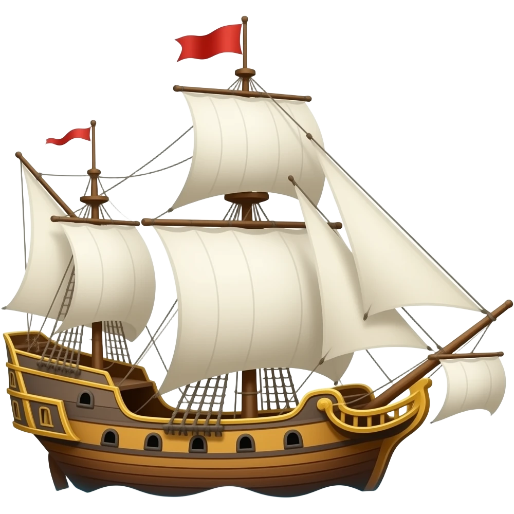 A small emoji for a 1700s ship with sail emoji