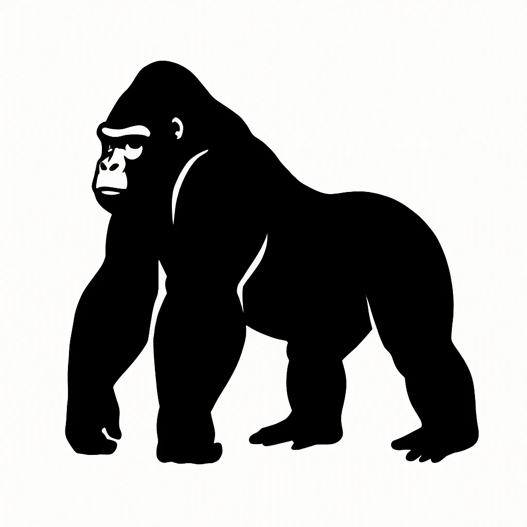 Gorilla black silhouette white background emoji