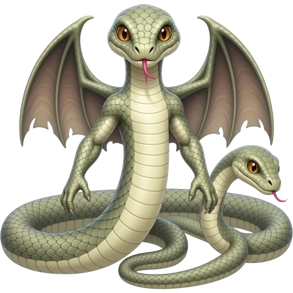 serpent with a head, wings and arms and another head in the tail emoji