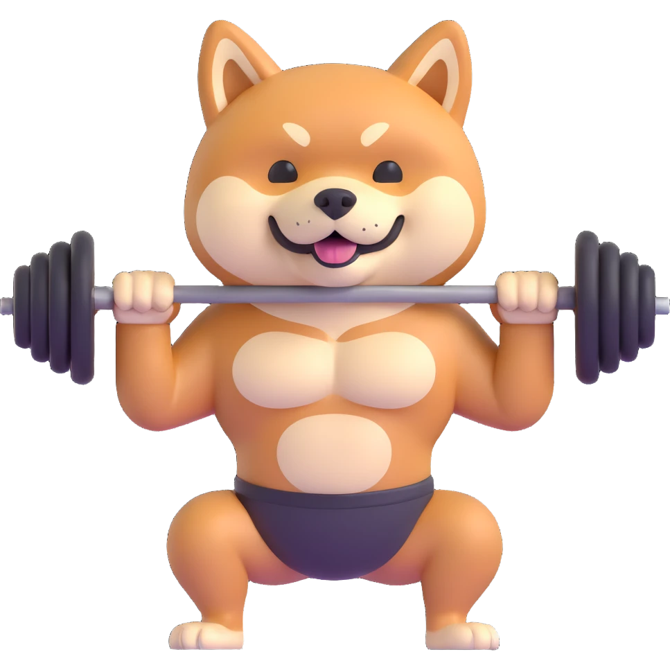 shiba inu lifting weights emoji