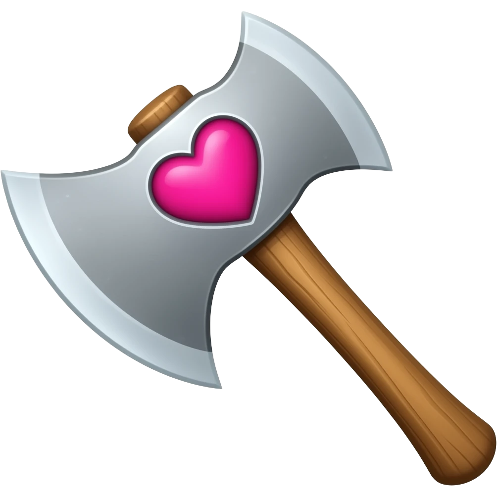 Axe with pink Heart shaped blade emoji