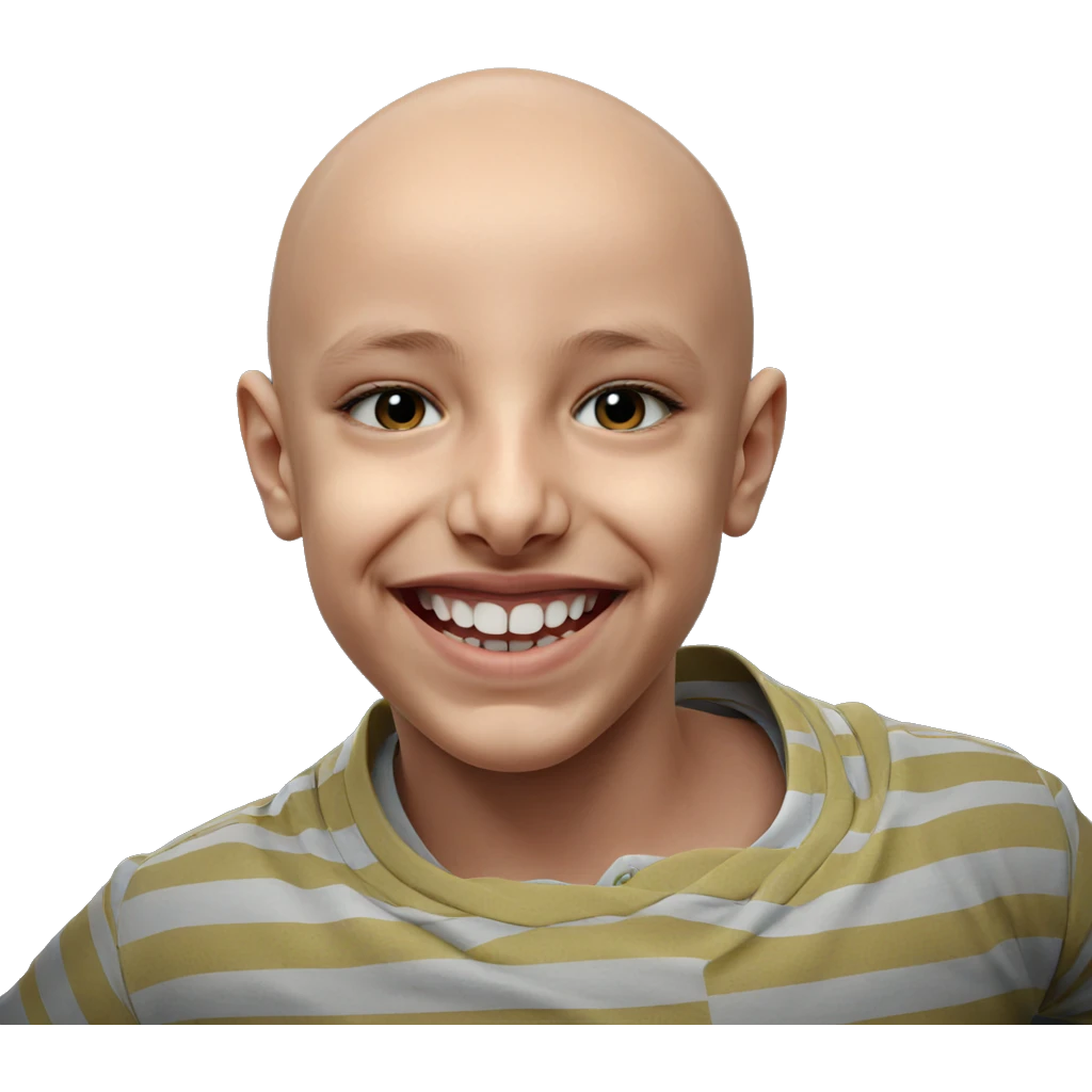 smiling bald boy in stripes emoji