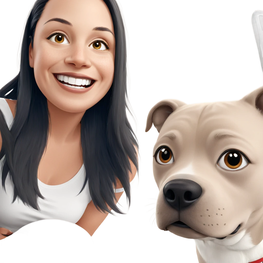 smiling girl with dog emoji