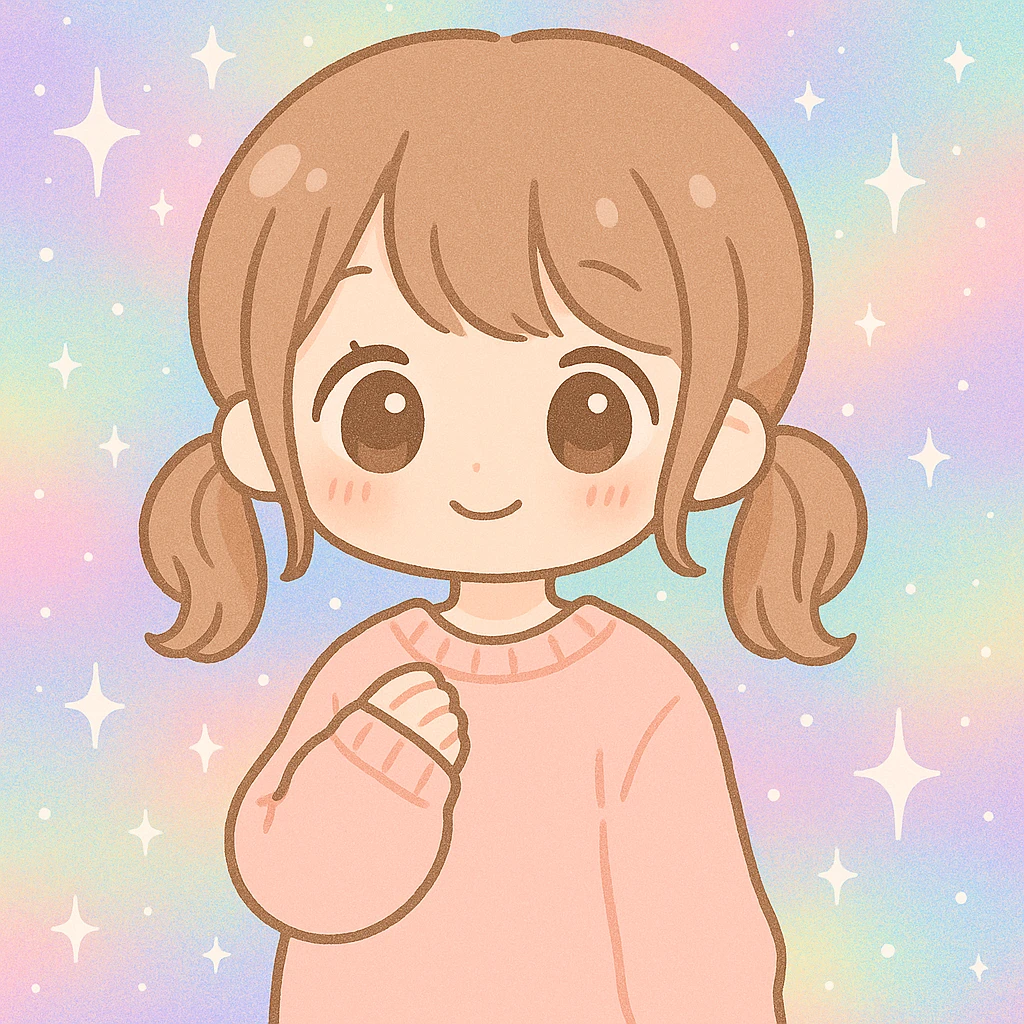 Add a pastel background with sparkles to the kawaii girl with pigtails, keeping the style consistent with the original kawaii emoji style. emoji