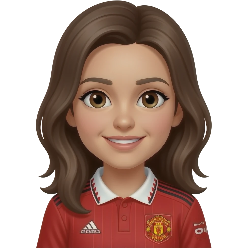 Girl brown hair Manchester United fan emoji