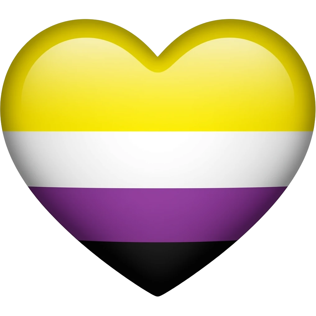 Nonbinary flag heart yellow, white, purple, black emoji