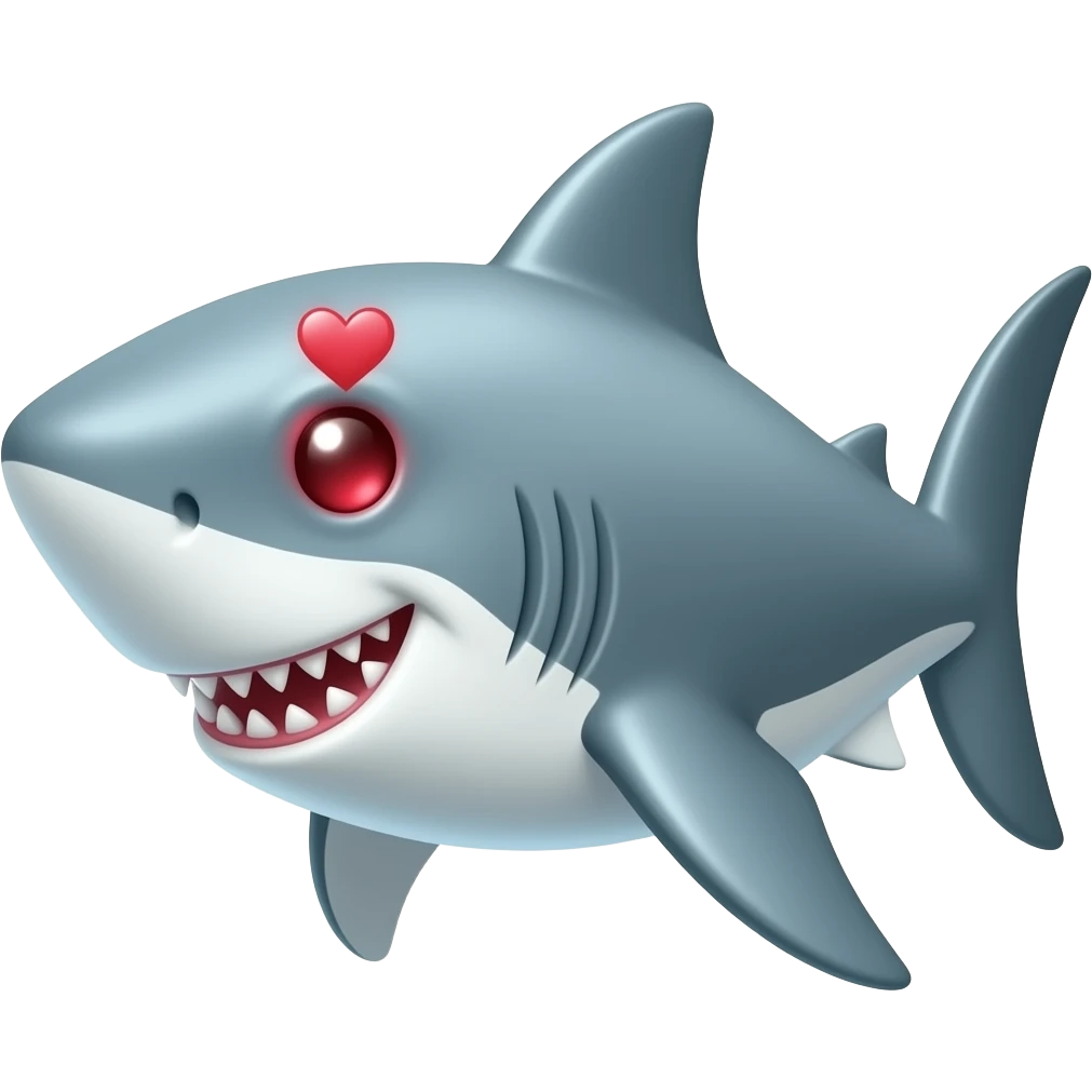 A shark with hearts for eyes emoji