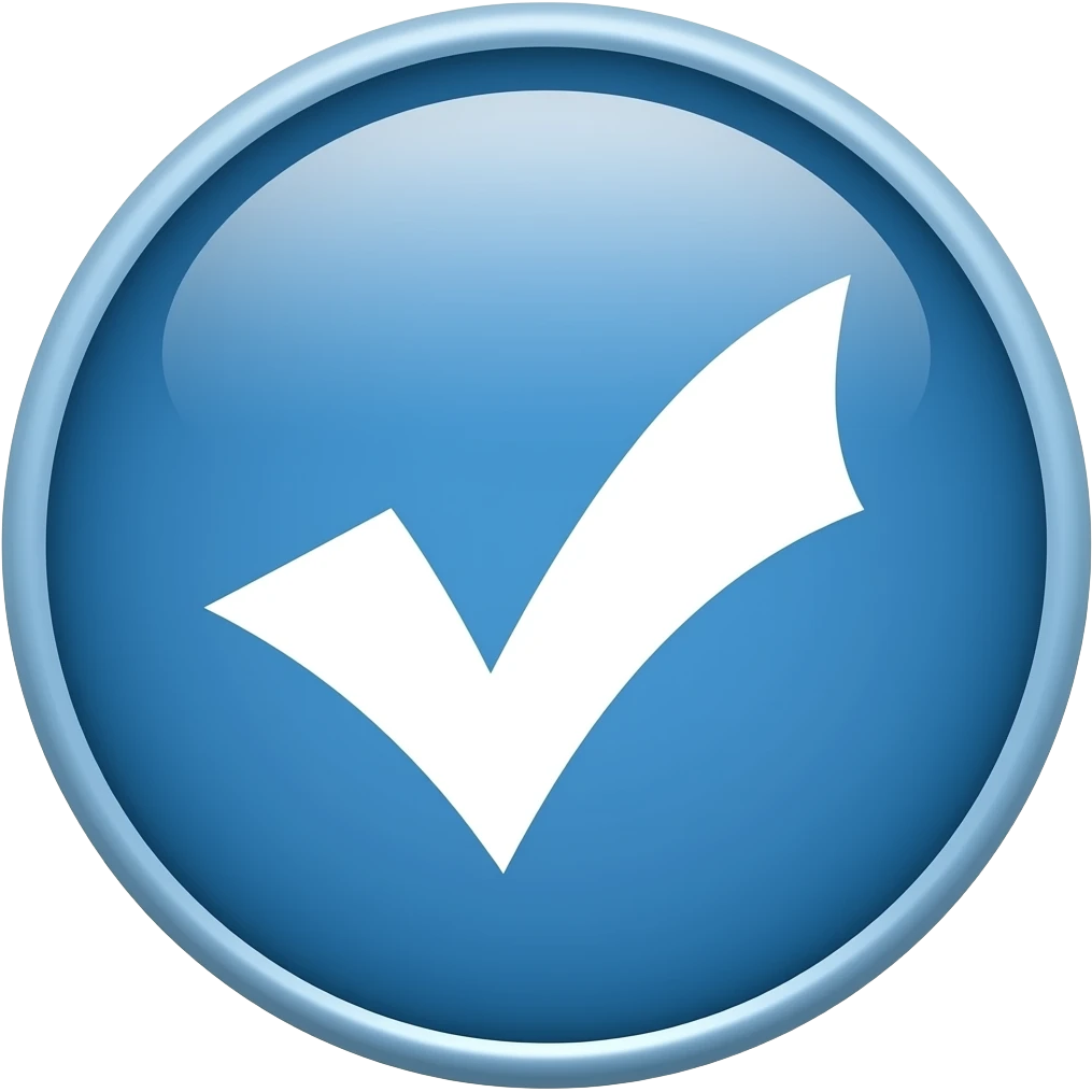 Bulatan biru dengan centang putih emoji