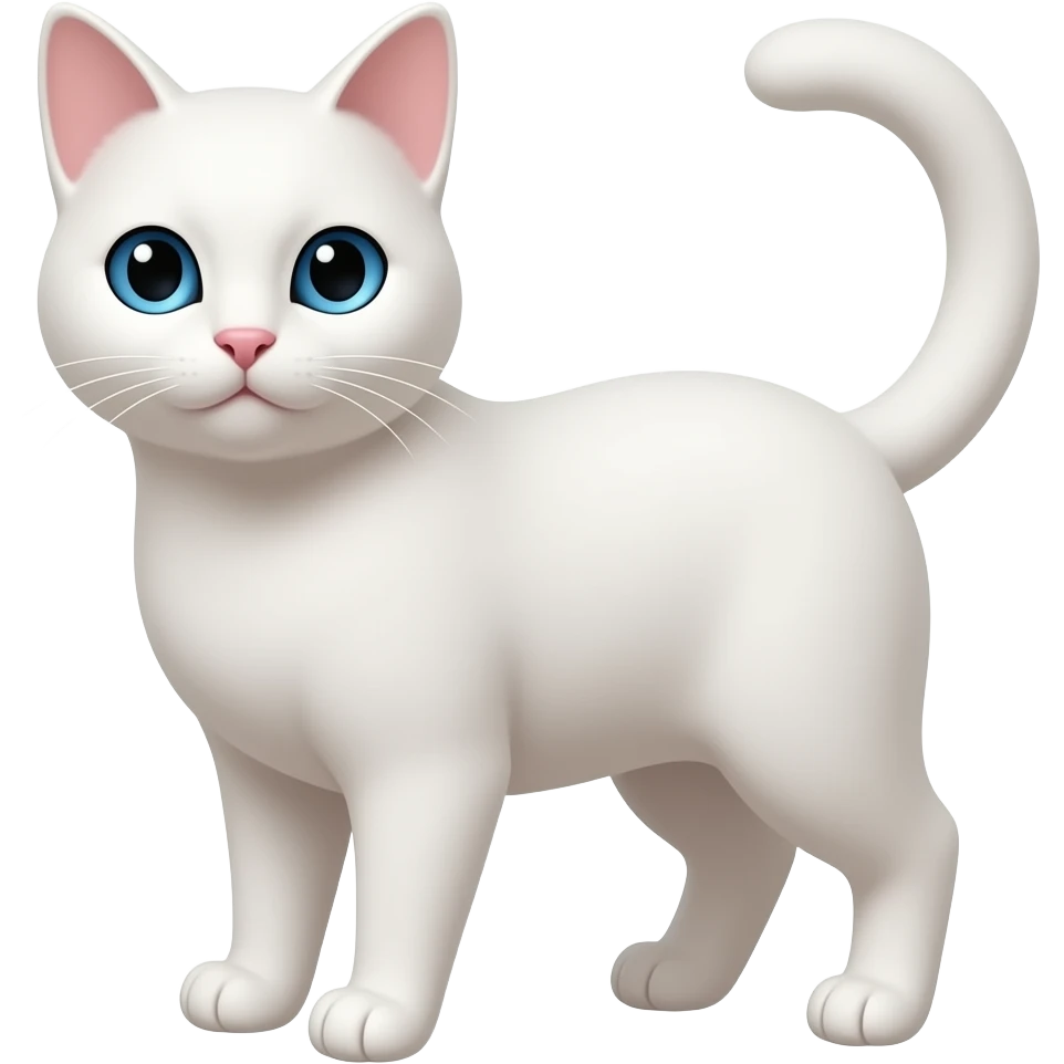 Mavi gözlü beyaz kedi ekrana yakın emoji