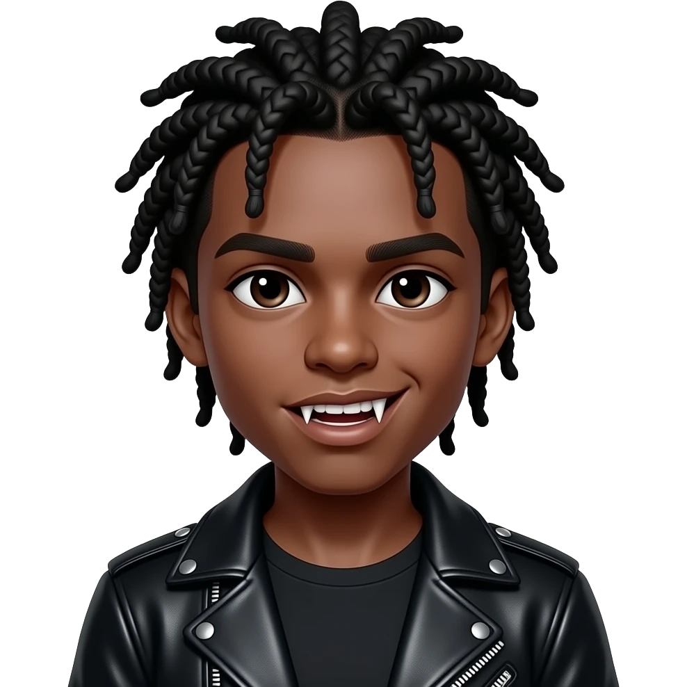 vampire black boy with cornrows emoji