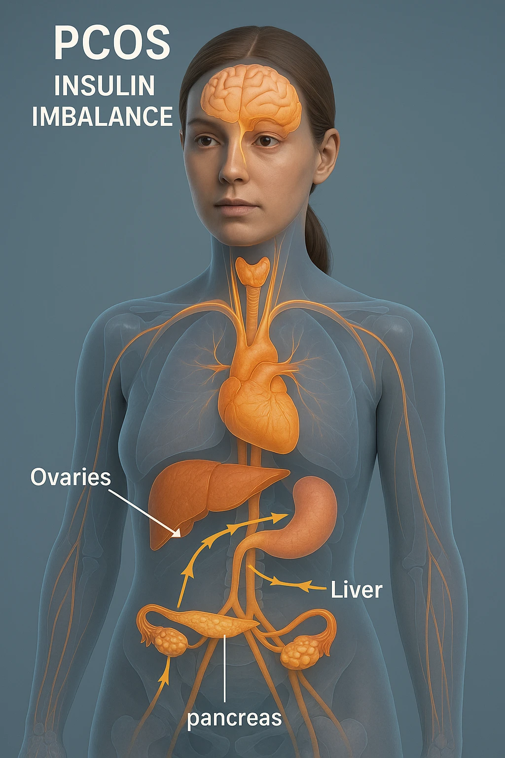 Donna con insulina fuori controllo  in 3D immagine medica donna pcos emoji