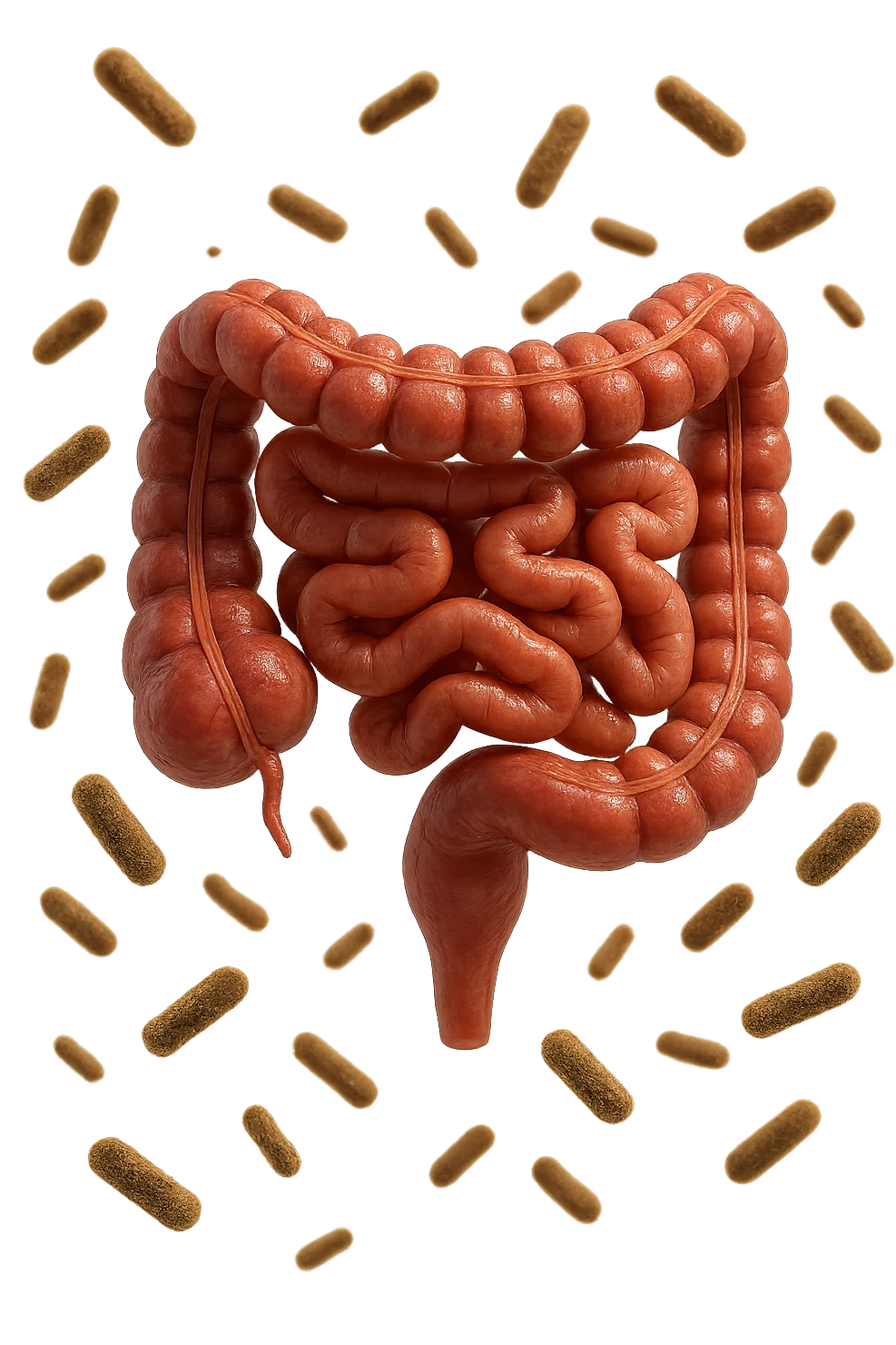 batteri intestinali anatomici fluttuano in aria, iperrealistico 4k emoji