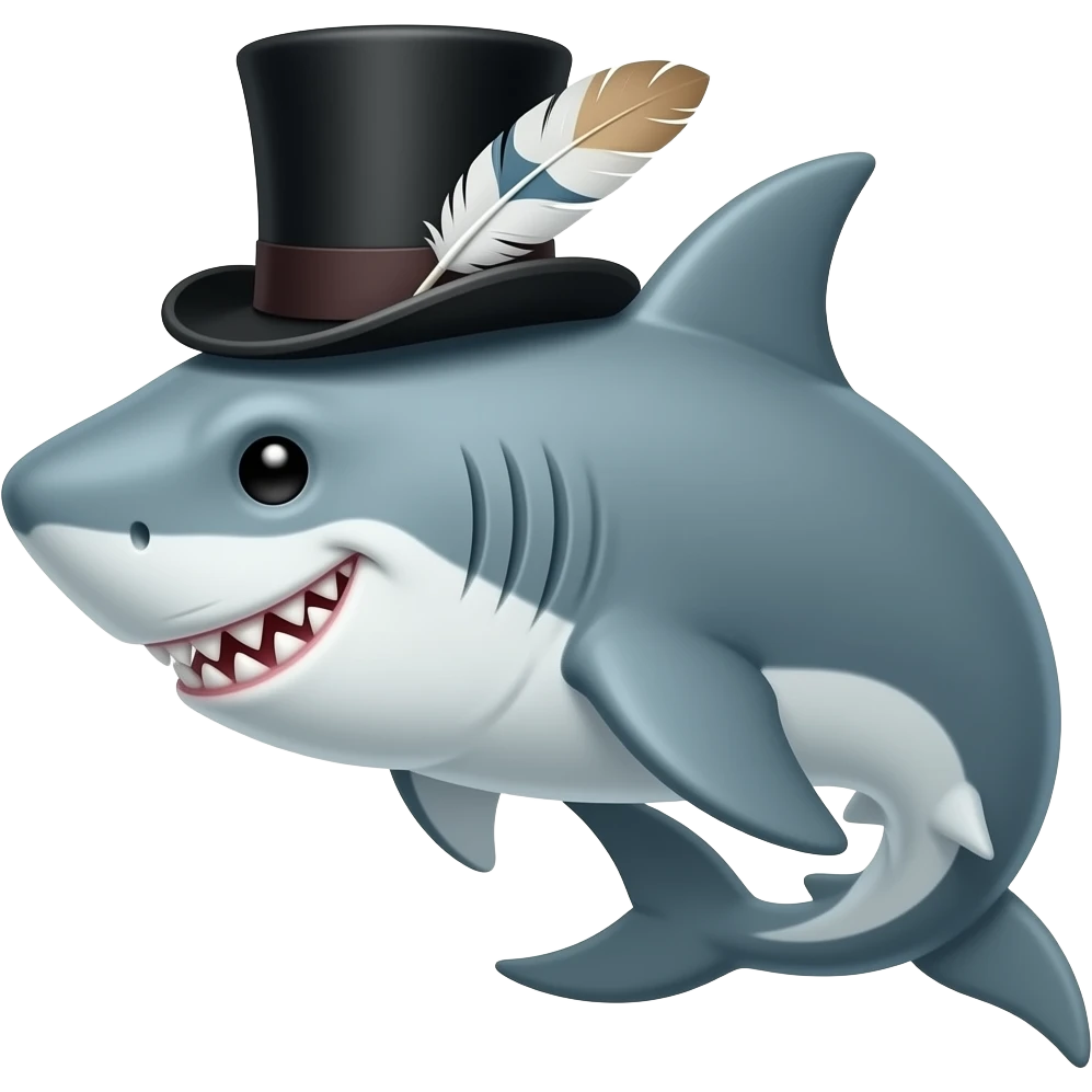 Shark with a top hat emoji