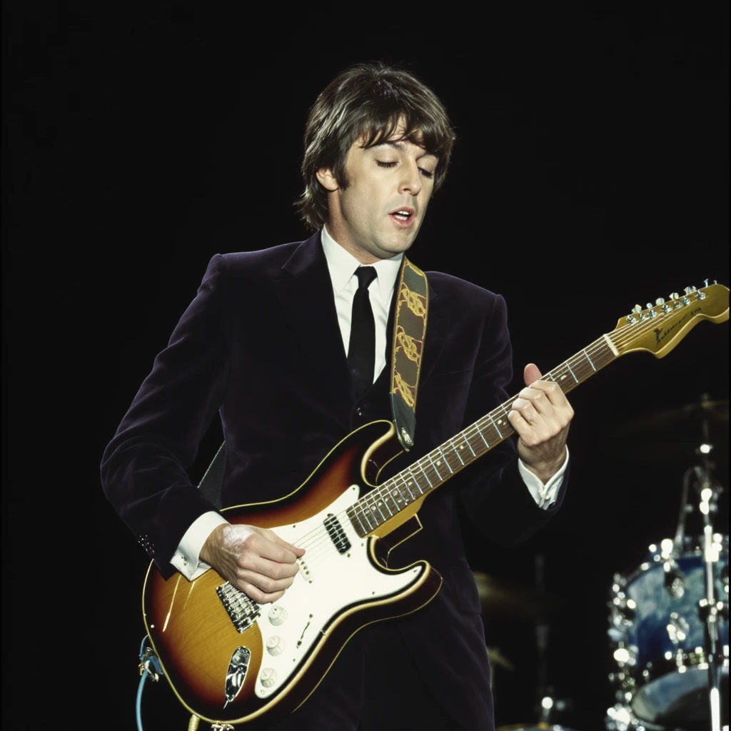 Paul McCartney playing guitar suit emoji