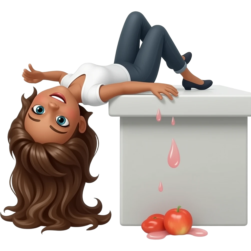 brown woman falls off tabletop emoji