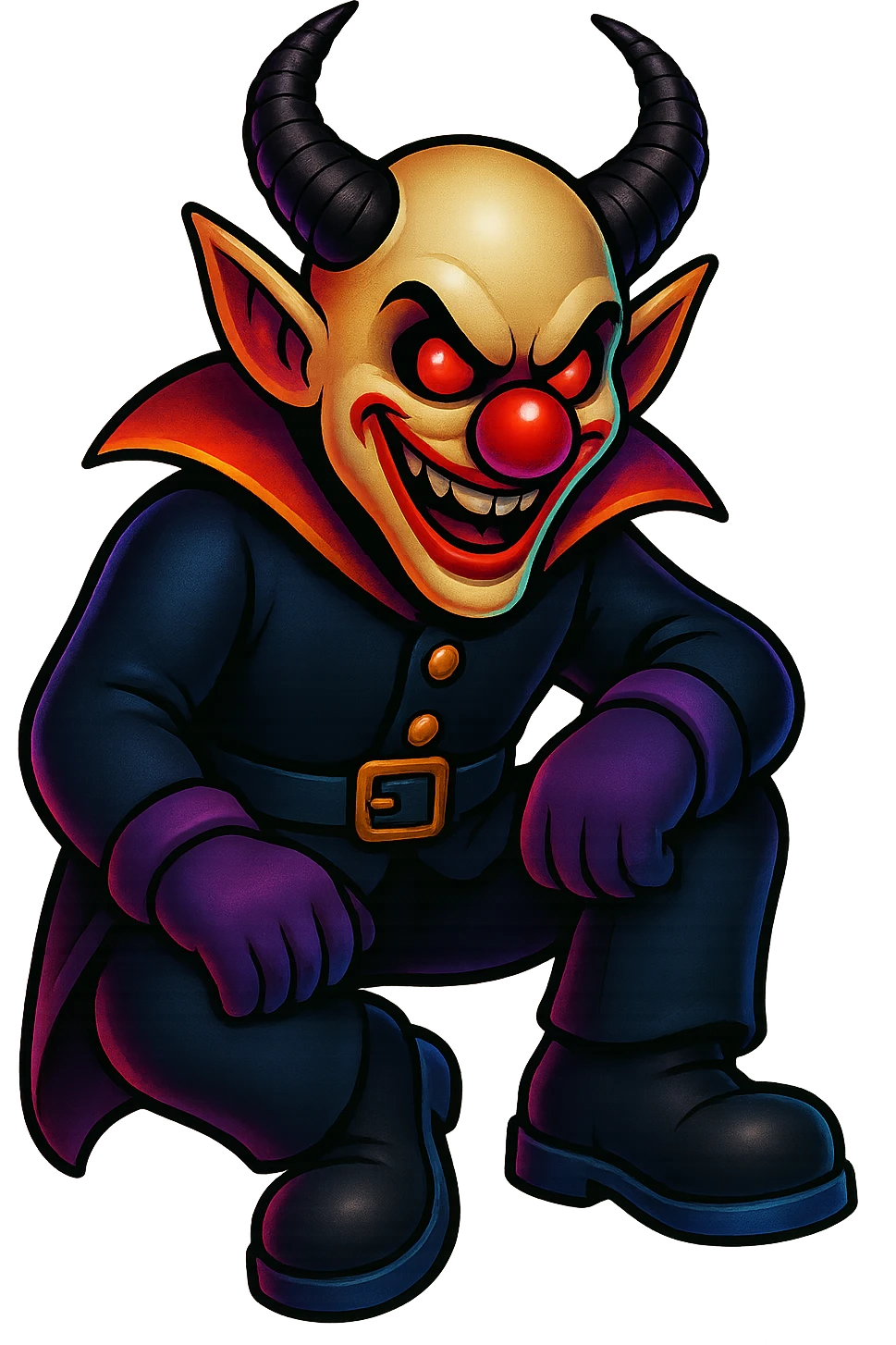 Render the subject in retro sticker style with no border and transparent background, in a sitting pose. emoji