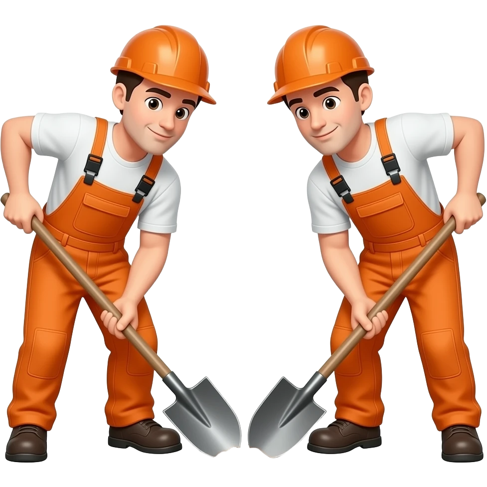 2 men in orange overalls digging with a shovel emoji