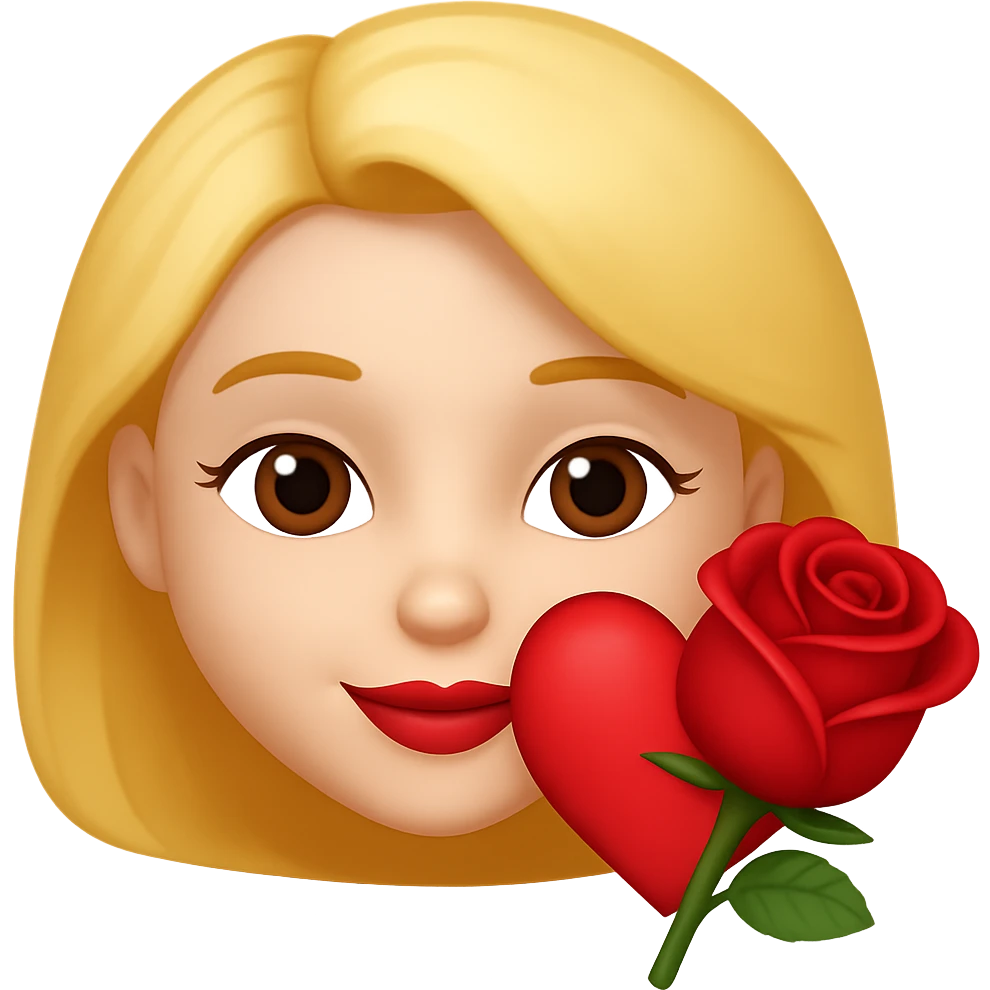 Add a rose to the emoji, keeping it loving and affectionate. The style should be similar to the original emoji style. emoji