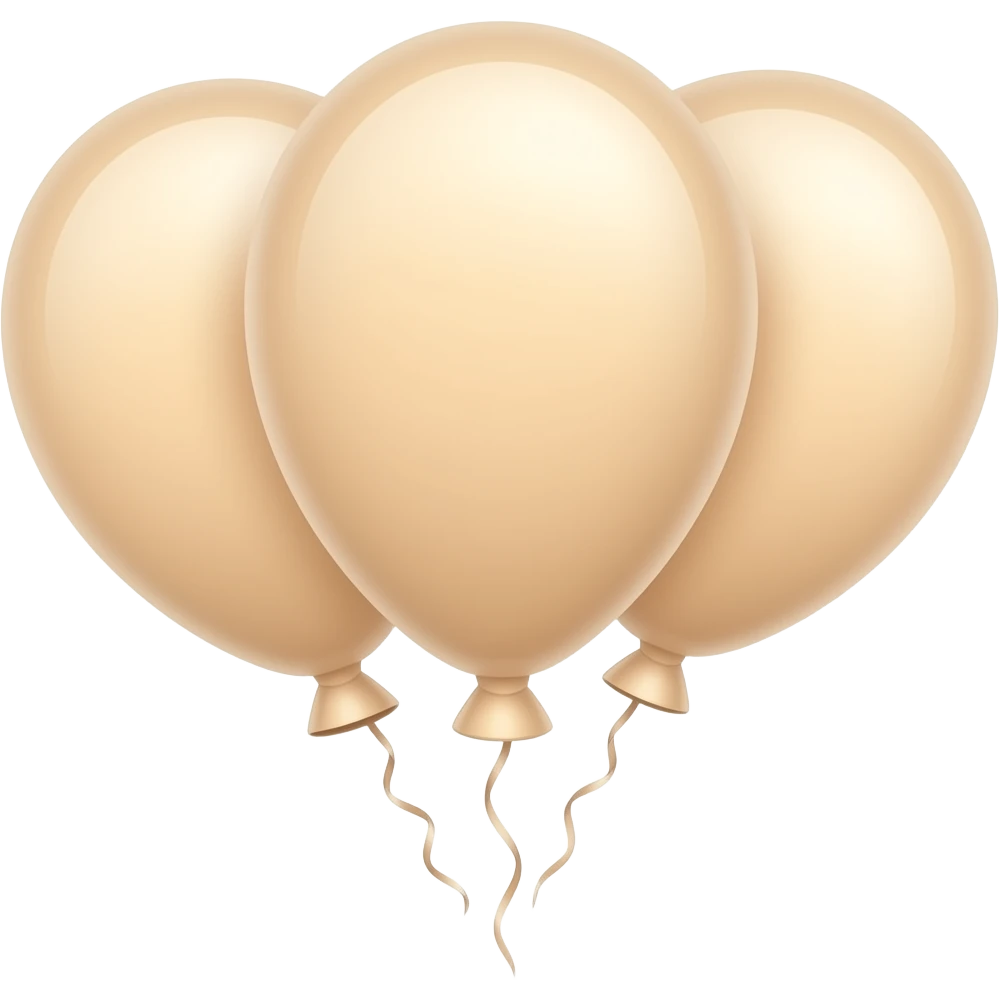 Cinematic realistic looking beige floating birthday ballons with a long thread going downwards,the balloons must be big in size and must be floating for decoration purposes emoji