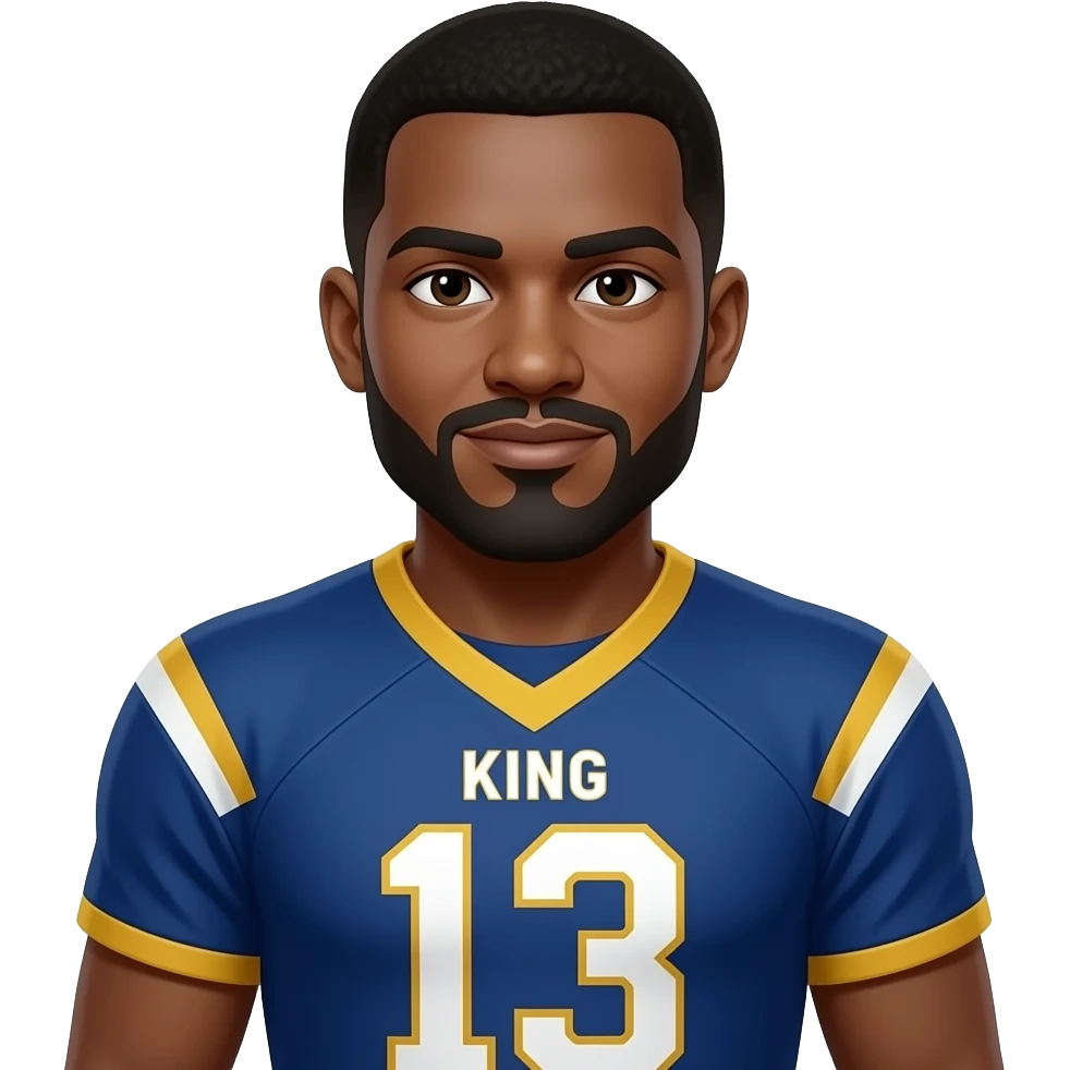 A football player named KING, wears number 13. emoji