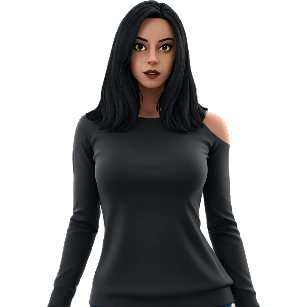 black haired girl indoors emoji