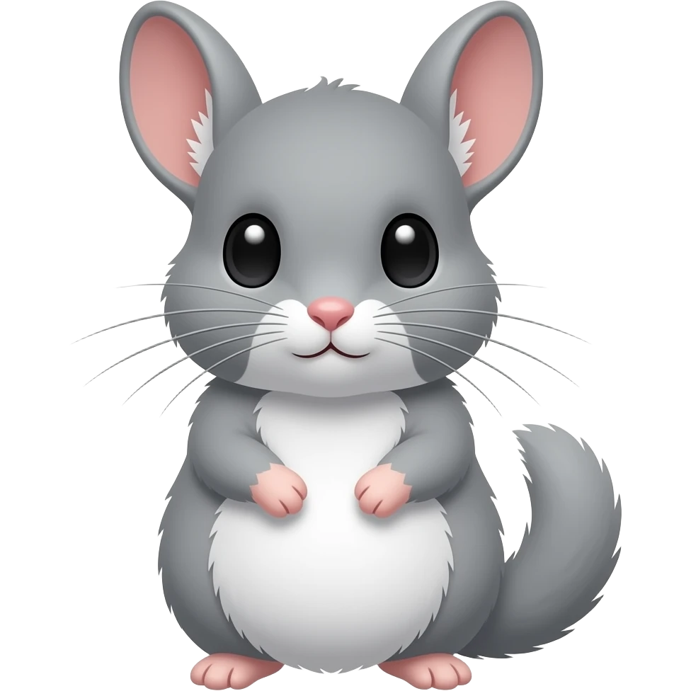 A grey chinchilla with a white tummy emoji