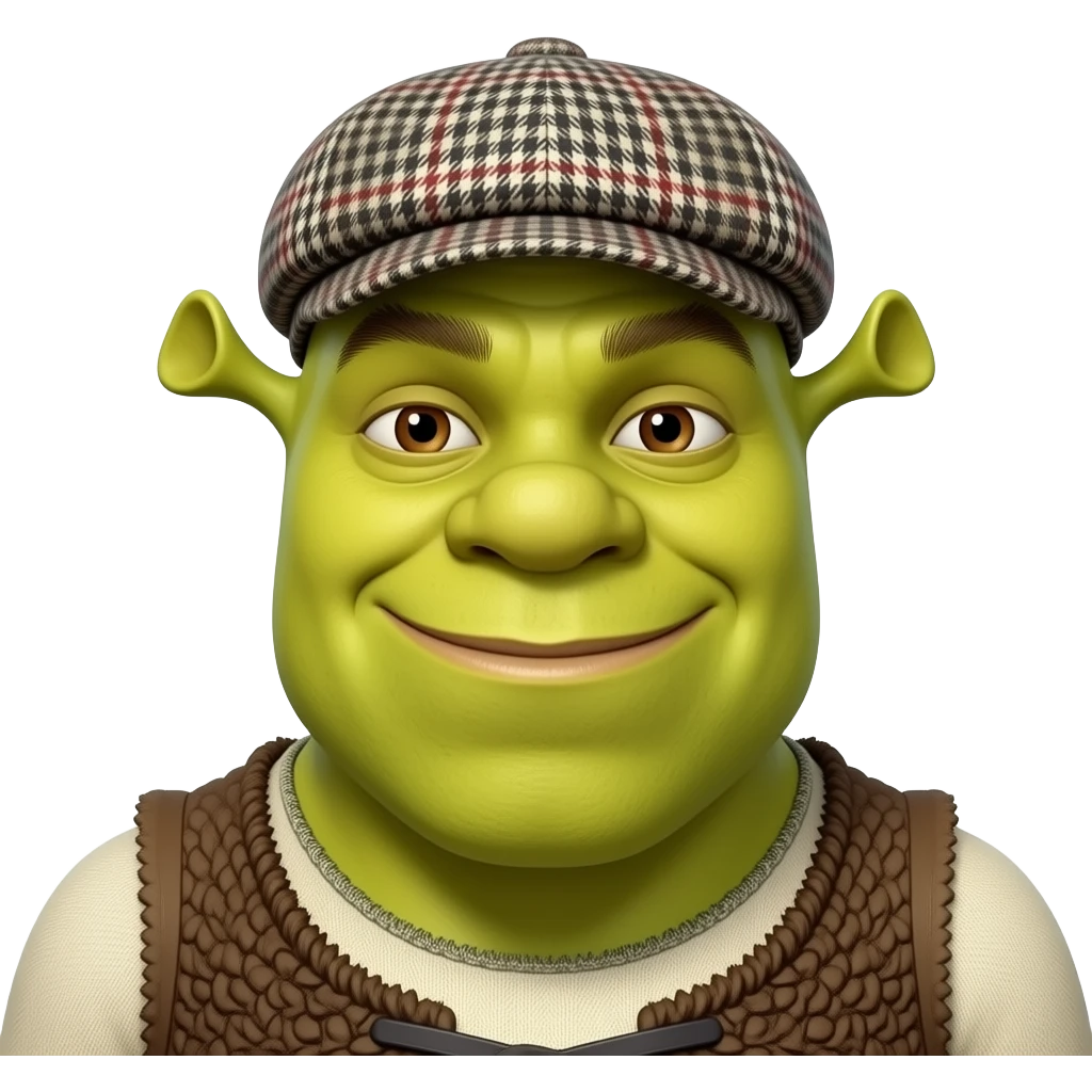 Shrek with tartan tweed cap emoji