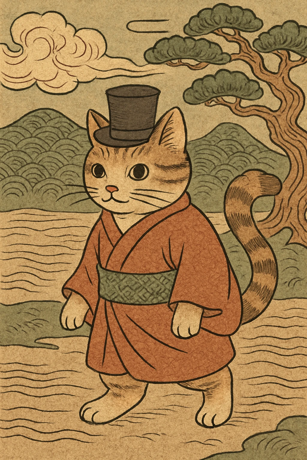cat wearing a tophat emoji