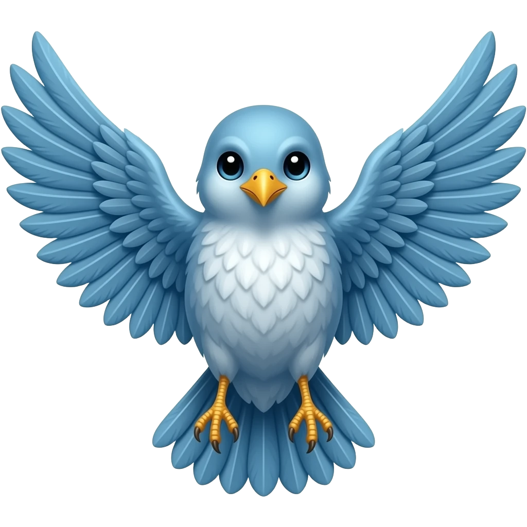 bird spreading wings blue coloured emoji