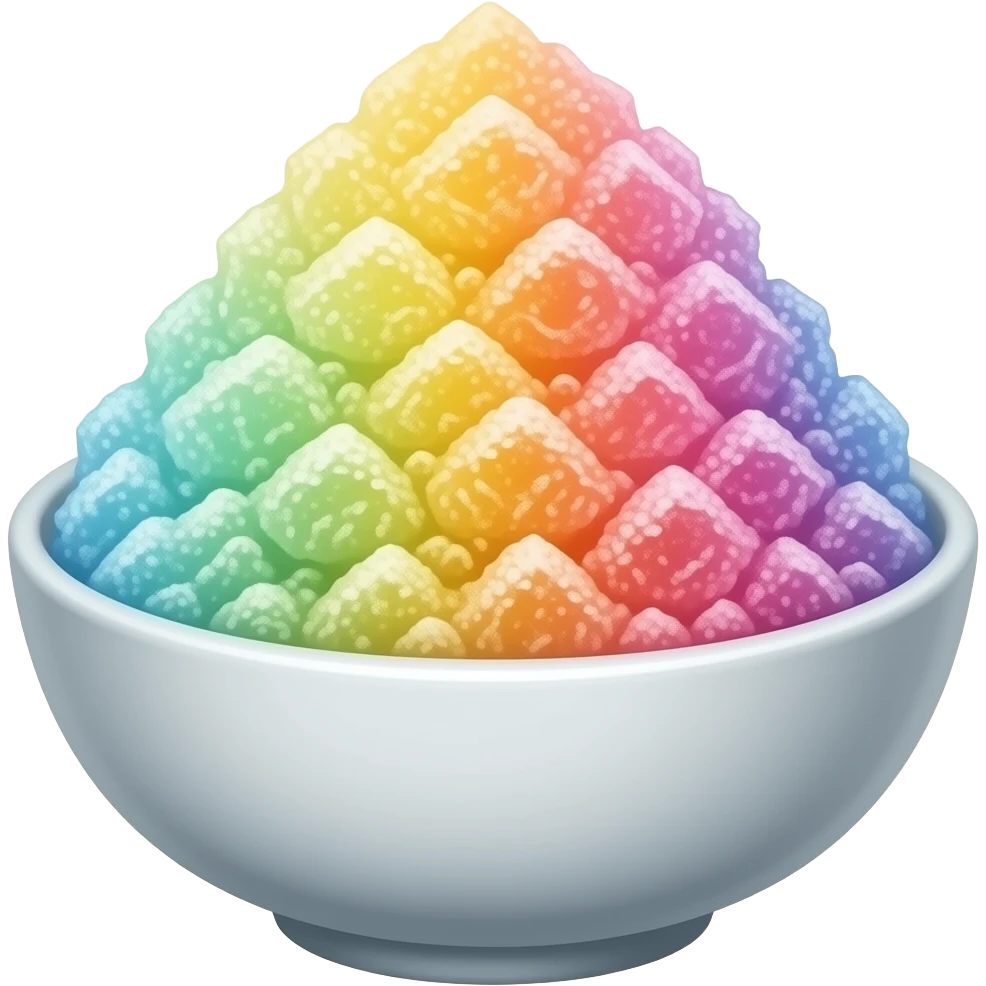 a bowl of colourful saved ice emoji