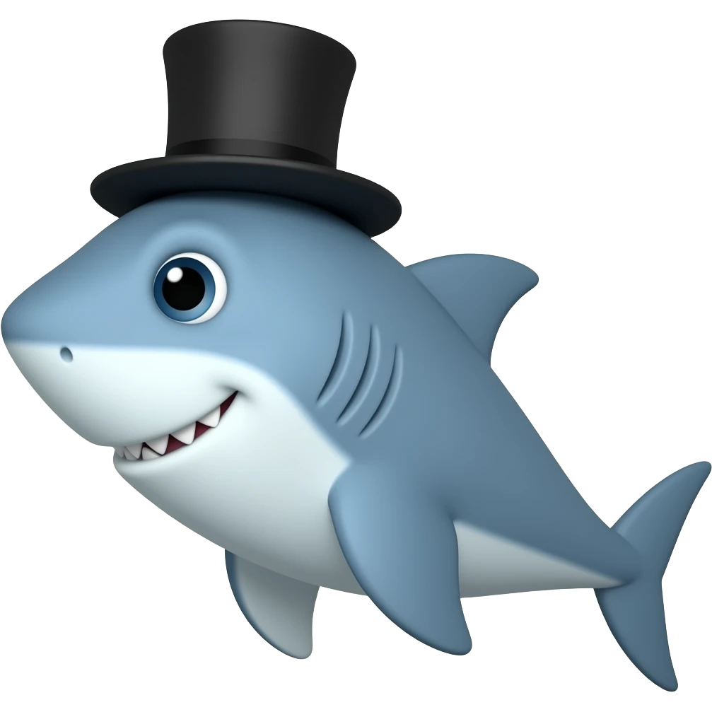 Shark with a top hat emoji