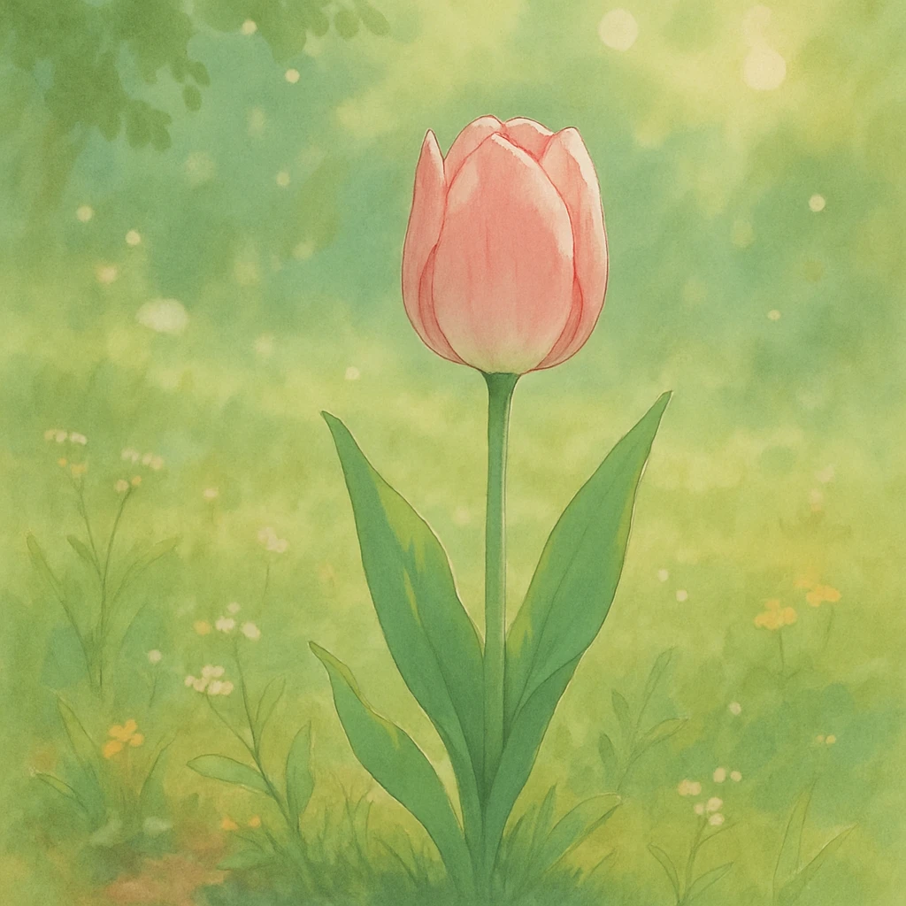 a tulip flower, natural colors, soft, fairy-like atmosphere,  emoji