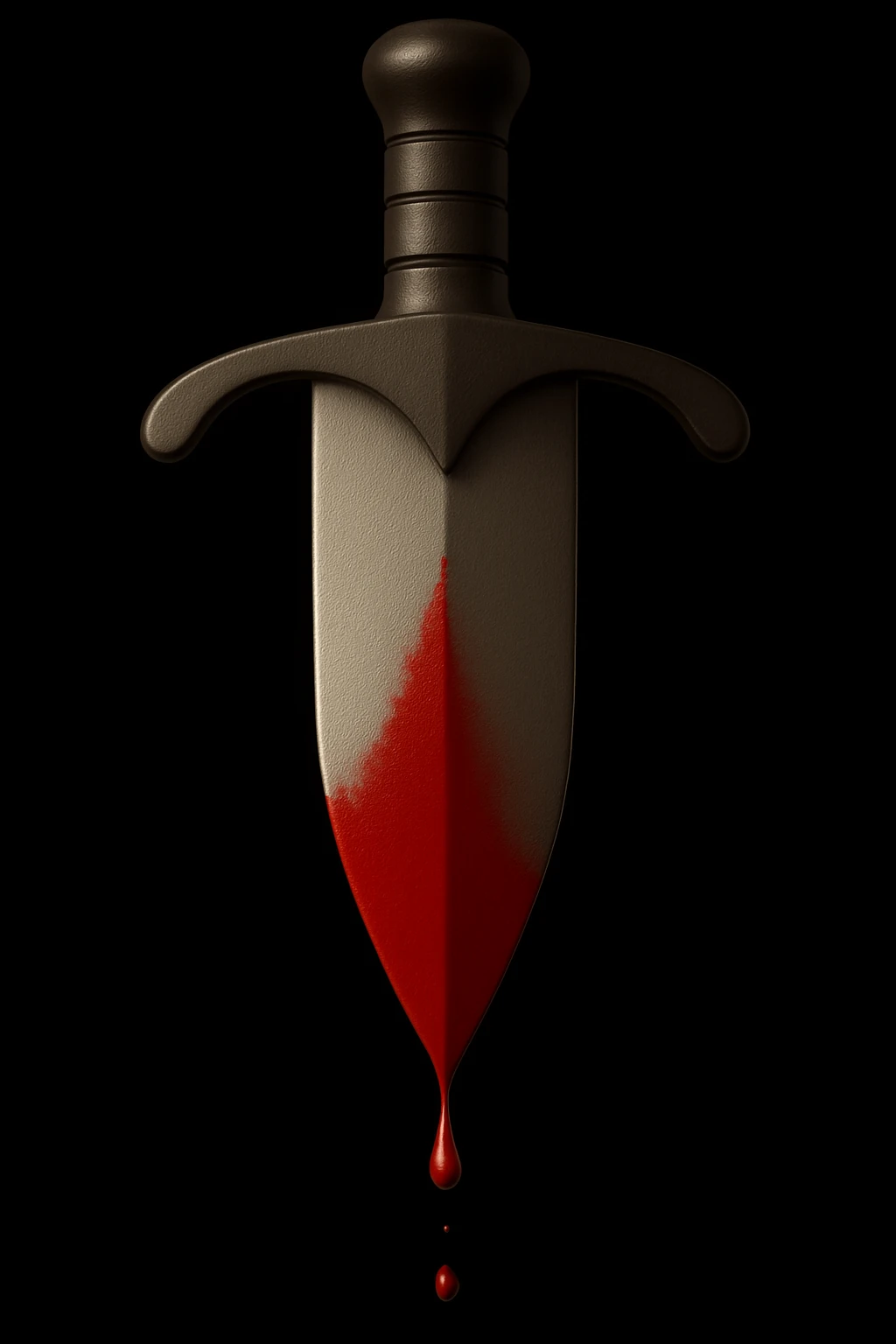 Make the blade longer, lighter, and wider, with a steep point at the tip (not gradual). Blood concentrated and dripping only from the tip. Keep the guard and handle the same size. High resolution, no background. Match all other details and style from the references. emoji