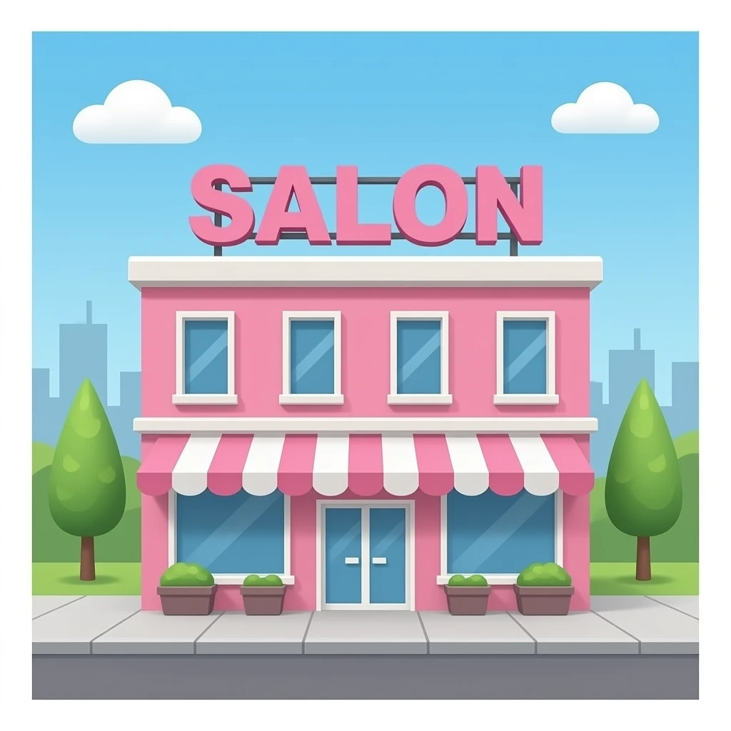 name salon pink building emoji