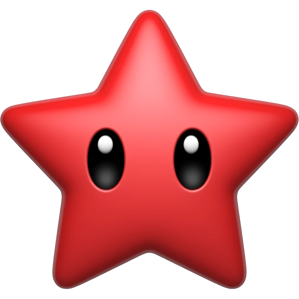 Kawaii red star with black eyes emoji