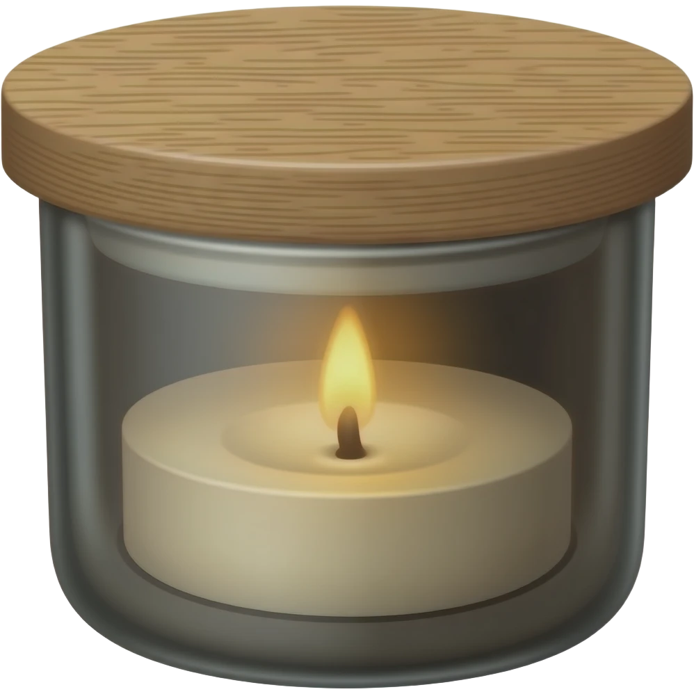 Свечка в из темного стекла с деревянной крышкой emoji